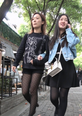 74851和闺蜜逛街的黑色网袜长腿美女视频